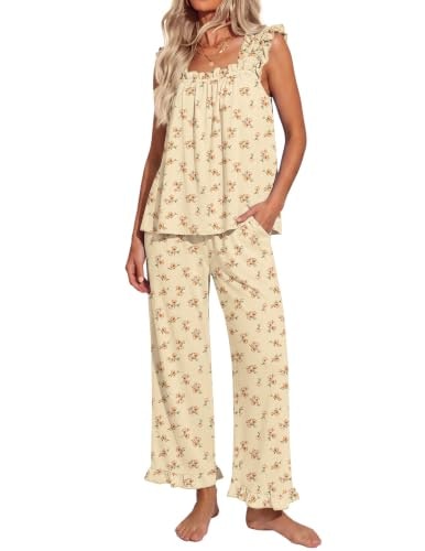 Ekouaer Women's 2-Piece Ruffle Sleeveless Pajama Set: $23.39 Ekouaer Women's 2-Piece Ruffle Sleeveless Pajama Set: $23.39