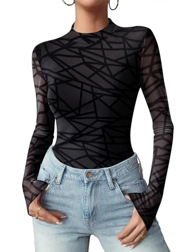 Zeagoo Women's Mesh Mock Neck Long Sleeve Top: $12.73