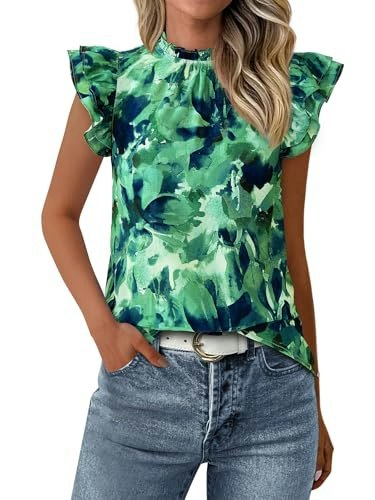 Prettygarden Women's Ruffle Short Sleeve Floral Blouse: $25.64