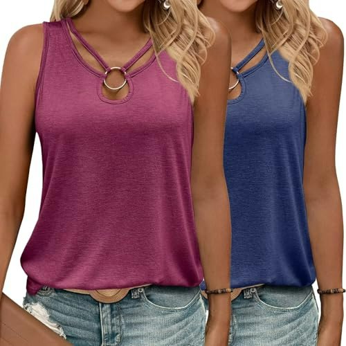 Kilisu Women's Cut Out Keyhole Tank Tops 2-Pack: $16.99