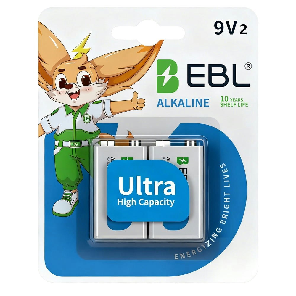 EBL 9V Alkaline Batteries 2-Pack: $6.99