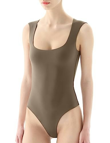Pumiey Women's Square Neck Sleeveless Bodysuit: $12.98