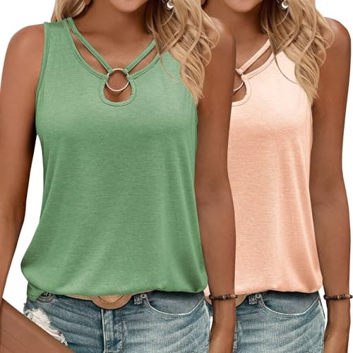 Kilisu Women's Cut Out Keyhole Tank Tops 2-Pack: $14.98