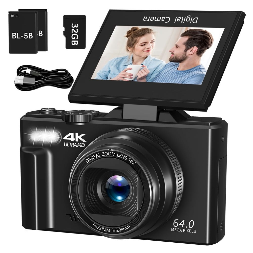 Saneen 4K 64MP Vlogging Digital Camera with 32GB SD Card: $63.95 Saneen 4K 64MP Vlogging Digital Camera with 32GB SD Card: $63.95