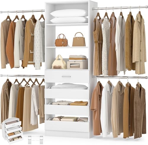 Aheaplus 4-to-9-Foot Closet Organizer with 4 Drawers: $169.98 Aheaplus 4-to-9-Foot Closet Organizer with 4 Drawers: $169.98
