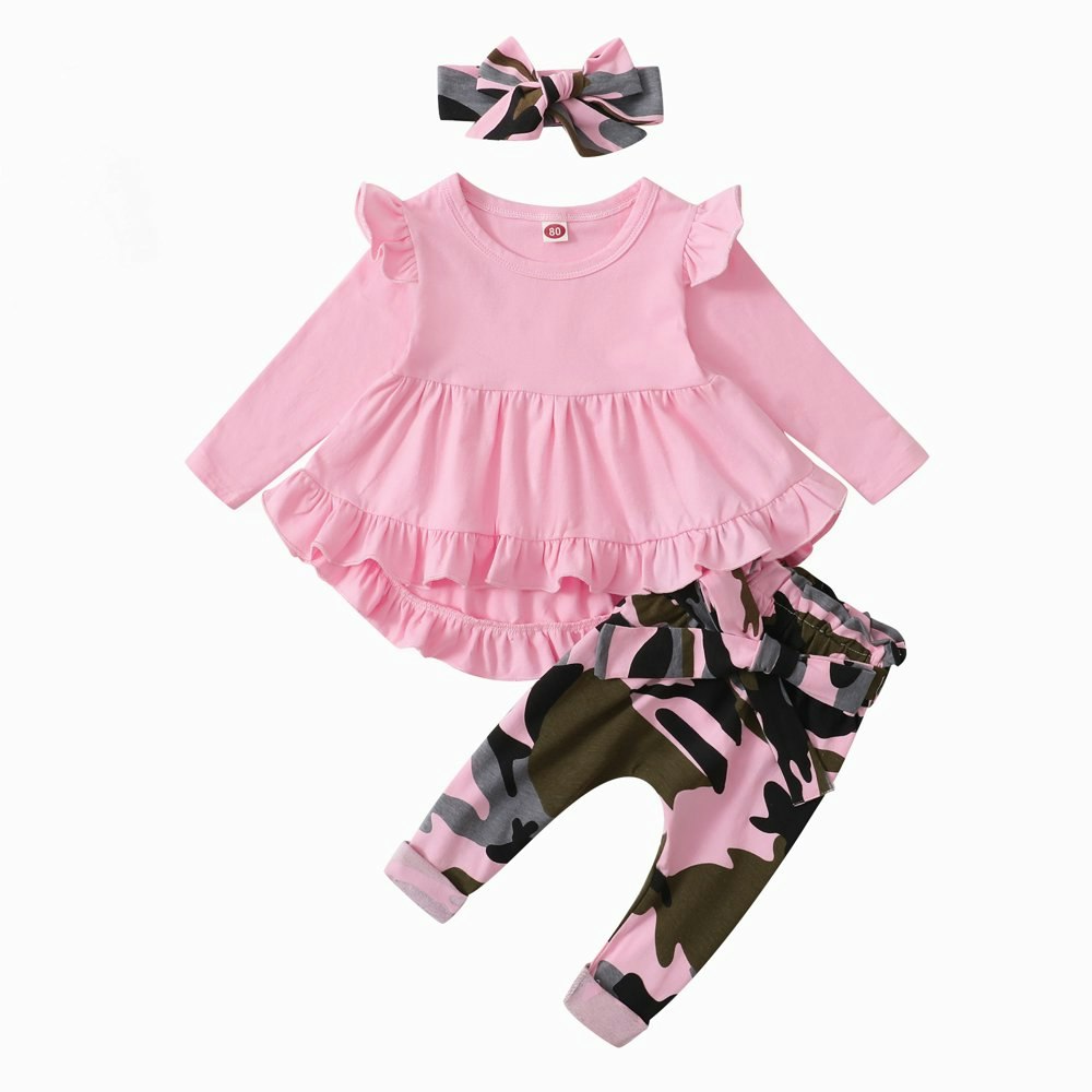 Baby Girl Camo Ruffle Sleeve and Floral Pant Outfit Set: $14.99 Baby Girl Camo Ruffle Sleeve and Floral Pant Outfit Set: $14.99
