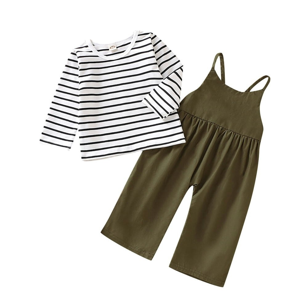 Baby Girl 2-Piece Striped Shirt and Suspender Pants Outfit: $14.99 Baby Girl 2-Piece Striped Shirt and Suspender Pants Outfit: $14.99