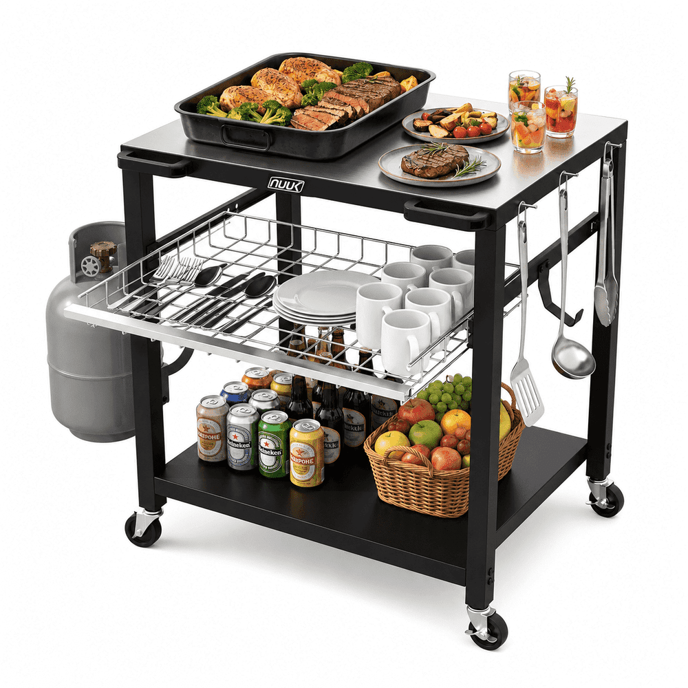 Nuuk 30"x24" 3-Tier Outdoor Grill Prep Table: $119.97 Nuuk 30"x24" 3-Tier Outdoor Grill Prep Table: $119.97