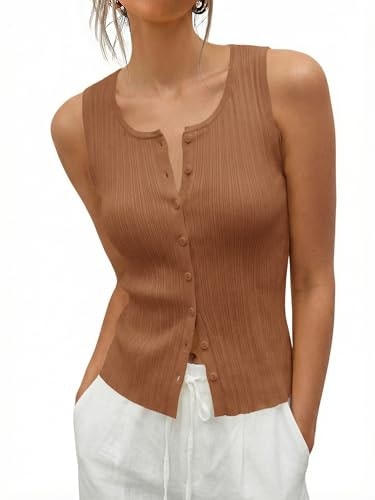 Saodimallsu Women's Sleeveless Button-Down Sweater Vest: $24.99 Saodimallsu Women's Sleeveless Button-Down Sweater Vest: $24.99