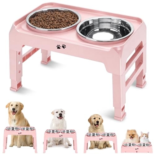 Comesoon 4-Height Adjustable Elevated Dog Bowls with Two 50oz Stainless Steel Bowls: $23.79 Comesoon 4-Height Adjustable Elevated Dog Bowls with Two 50oz Stainless Steel Bowls: $23.79