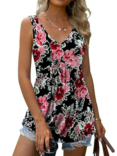 Tencede Women's V-Neck Sleeveless Blouse: $16.98 Tencede Women's V-Neck Sleeveless Blouse: $16.98