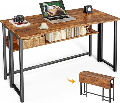 Huuger 39.3-Inch Folding Desk with Storage Shelf: $69.99 Huuger 39.3-Inch Folding Desk with Storage Shelf: $69.99