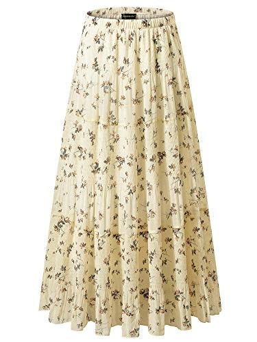 Nashalyly Women's Chiffon High Waist Pleated A-Line Maxi Skirt: $33.29