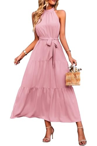 Prettygarden Women's Sleeveless Halter Maxi Dress: $41.58 Prettygarden Women's Sleeveless Halter Maxi Dress: $41.58