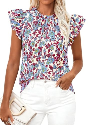 Prettygarden Women's Ruffle Short Sleeve Floral Blouse: $23.49