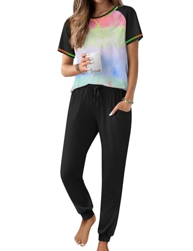 Ekouaer Women's Short Sleeve Jogger Pajama Set: $16.99 Ekouaer Women's Short Sleeve Jogger Pajama Set: $16.99
