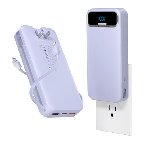Aonidi 20,000mAh Portable Charger with Built-in Cables and AC Plug: $39.98