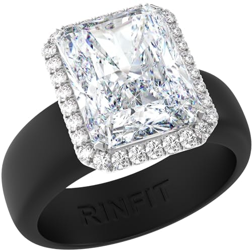 Rinfit Halo Emerald-Cut Silicone Ring with CZ Stone: $46.71 Rinfit Halo Emerald-Cut Silicone Ring with CZ Stone: $46.71