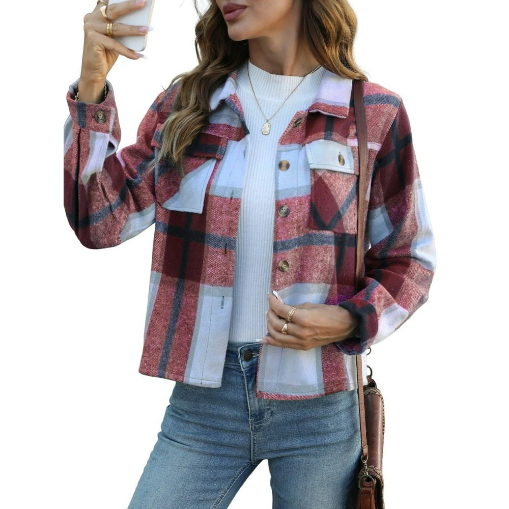 Anygrew Women's Plaid Flannel Shacket: $19.98