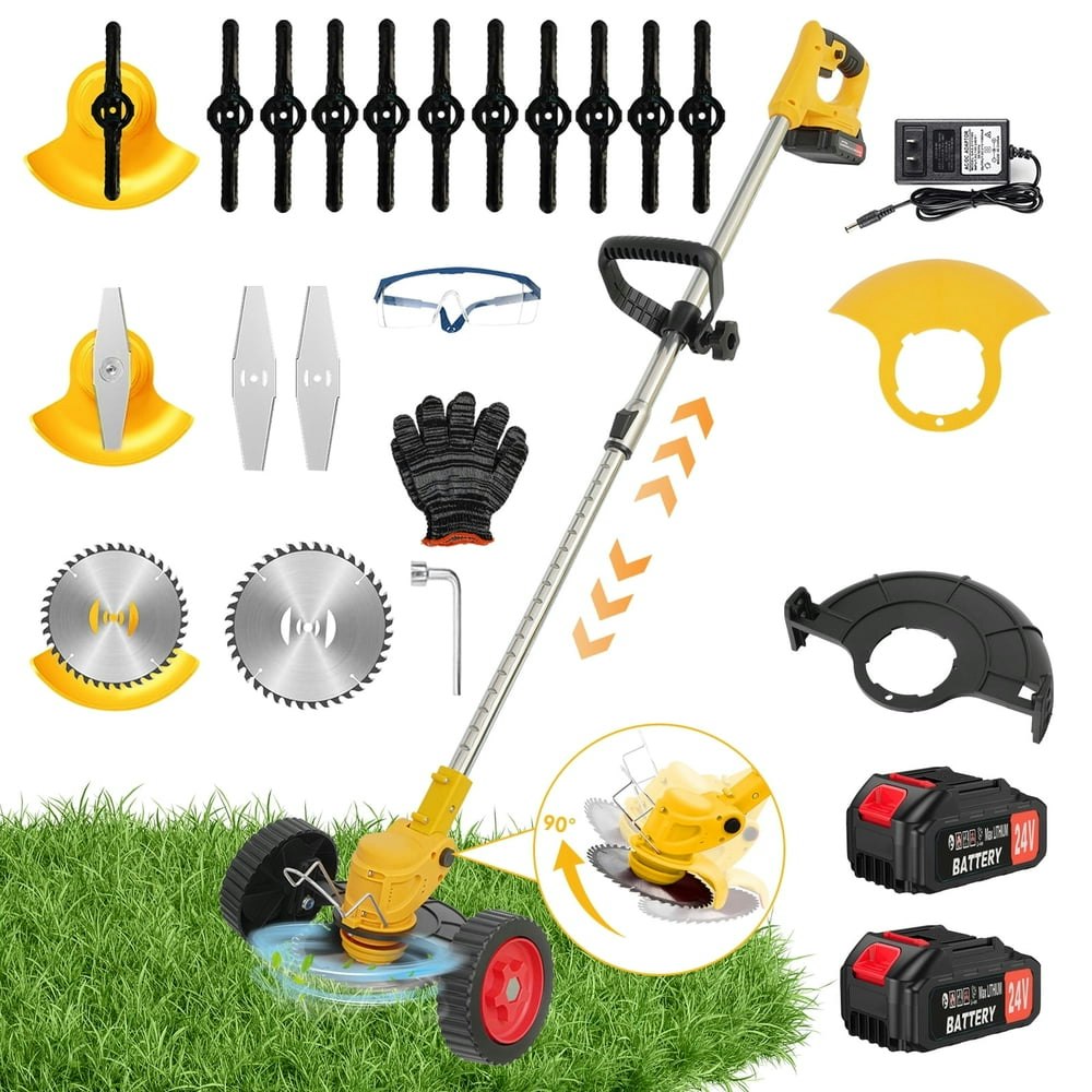 24V Cordless 3-in-1 Weed Wacker and Grass Trimmer with 2 Batteries: $39.99 24V Cordless 3-in-1 Weed Wacker and Grass Trimmer with 2 Batteries: $39.99