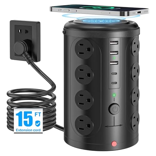 15-Foot Power Strip Tower Surge Protector with 15W Wireless Charger: $33.99 15-Foot Power Strip Tower Surge Protector with 15W Wireless Charger: $33.99
