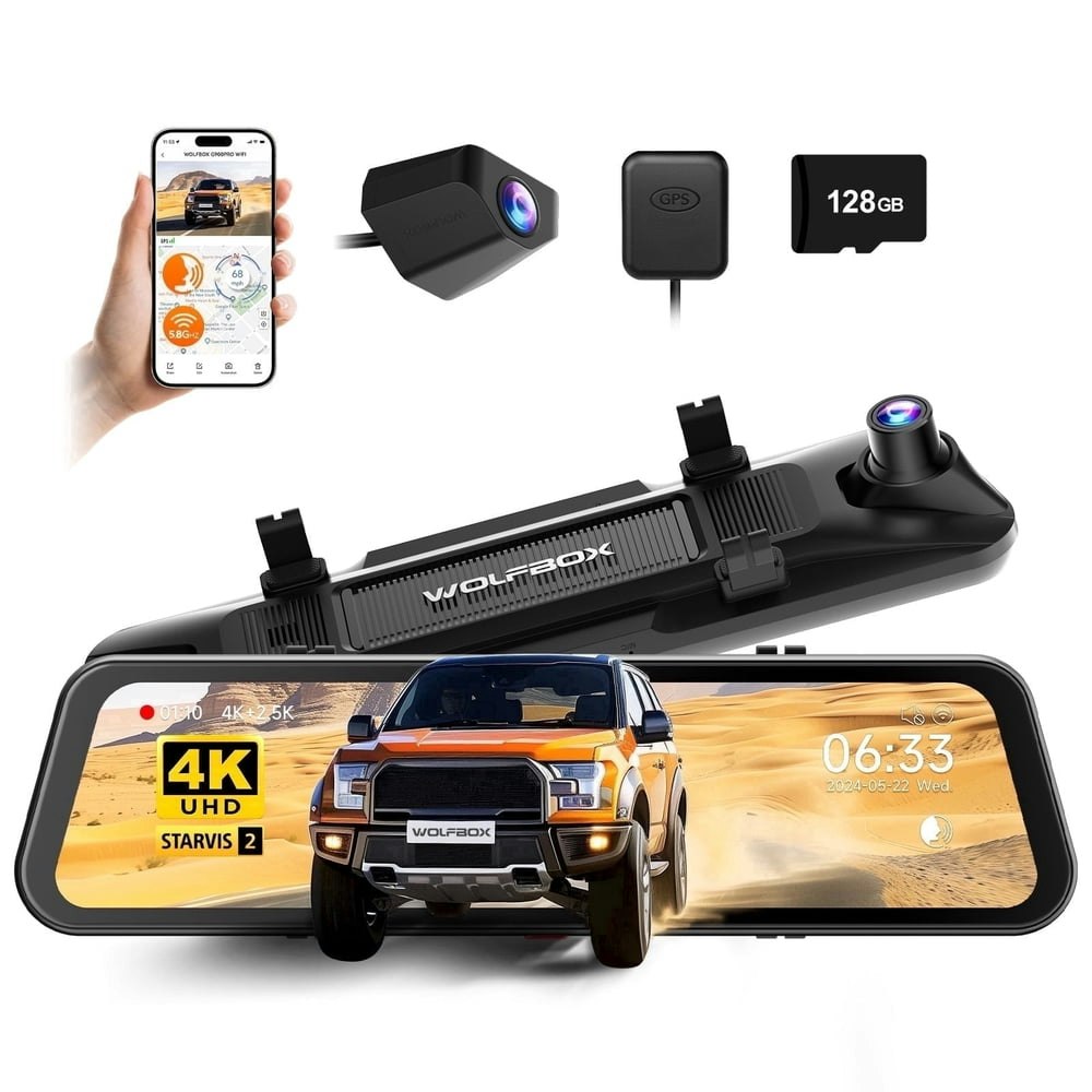 WolfBox G900 Pro 12-inch 4K Front & 2.5K Rear Mirror Dash Cam: $319.99 WolfBox G900 Pro 12-inch 4K Front & 2.5K Rear Mirror Dash Cam: $319.99