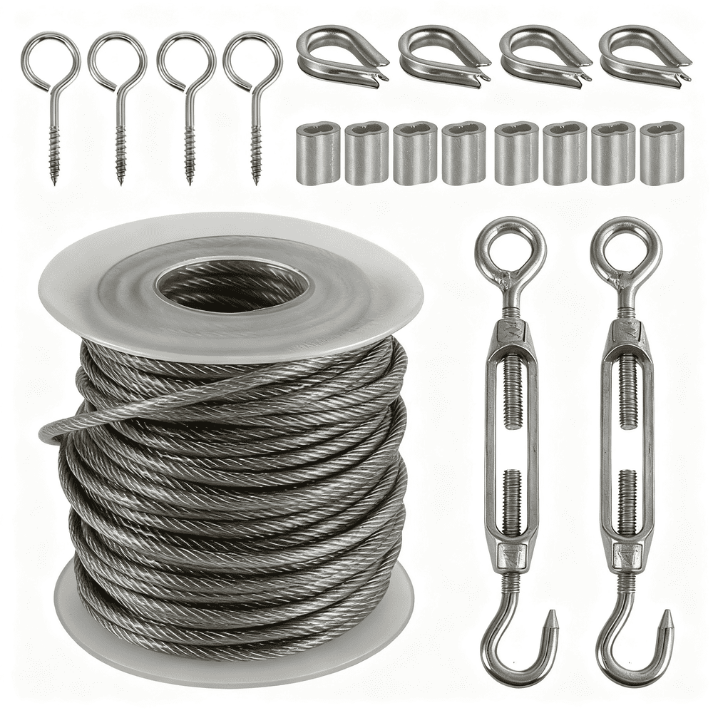Tcwhniev 49-Foot PVC Coated Stainless Steel Cable Railing Kit: $10 Tcwhniev 49-Foot PVC Coated Stainless Steel Cable Railing Kit: $10
