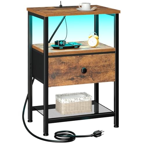 Loakekel LED Nightstand with Charging Station: $29.97 Loakekel LED Nightstand with Charging Station: $29.97