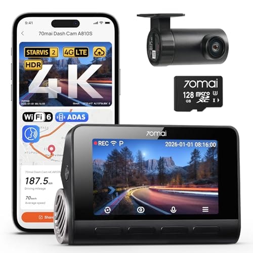 70mai 4K Front and Rear Dash Cam: $134.98 70mai 4K Front and Rear Dash Cam: $134.98