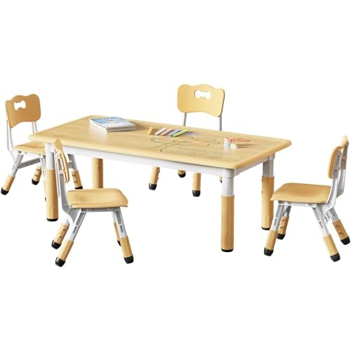 Brelley Height Adjustable Toddler Table and 4 Chairs Set: $99.98 Brelley Height Adjustable Toddler Table and 4 Chairs Set: $99.98