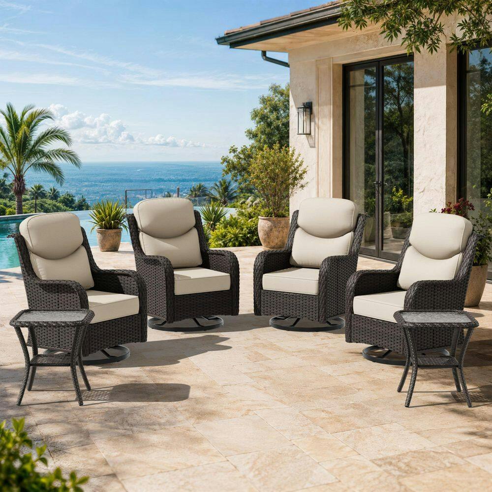 Smiley 6-Piece Wicker Outdoor Rocking and Swivel Chair Set: $759 Smiley 6-Piece Wicker Outdoor Rocking and Swivel Chair Set: $759