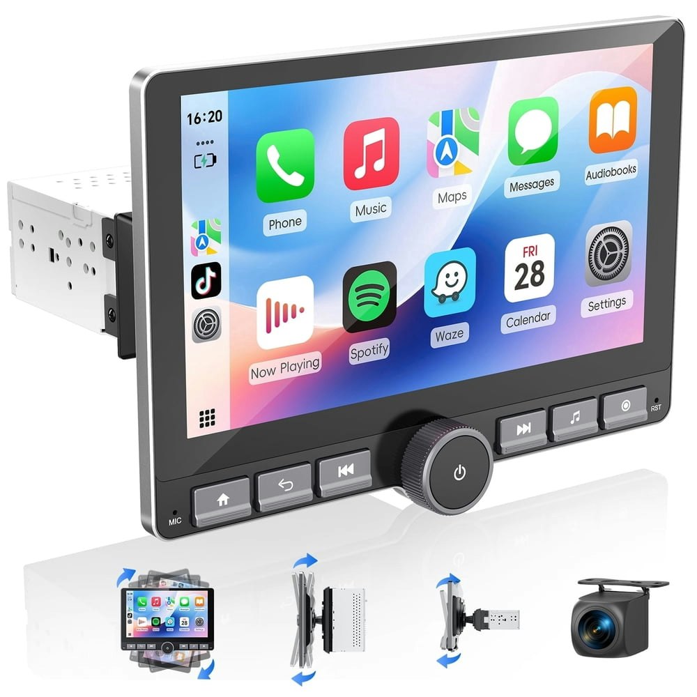 Haudio 10.1-inch Single Din 360-Degree Rotatable Car Stereo: $162.99