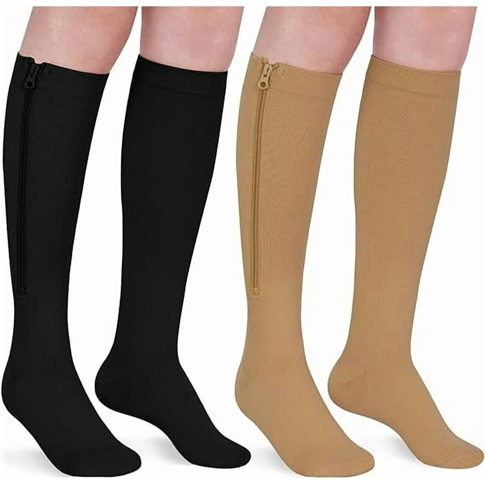 Wukang Zipper Compression Socks 2-Pair Pack: $12.57