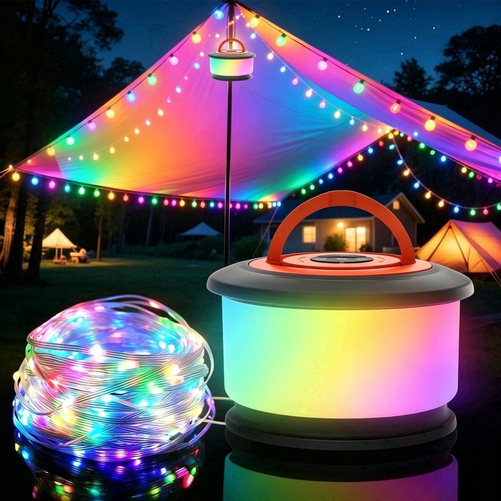 Kobaiban 32.8-Foot 3-in-1 Rechargeable LED Camping String Lights: $19.99