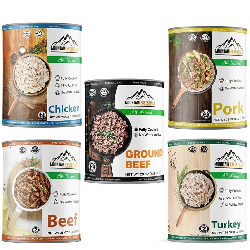 Mountain Essentials Canned Meat Sampler 5-Pack: $100.39 Mountain Essentials Canned Meat Sampler 5-Pack: $100.39