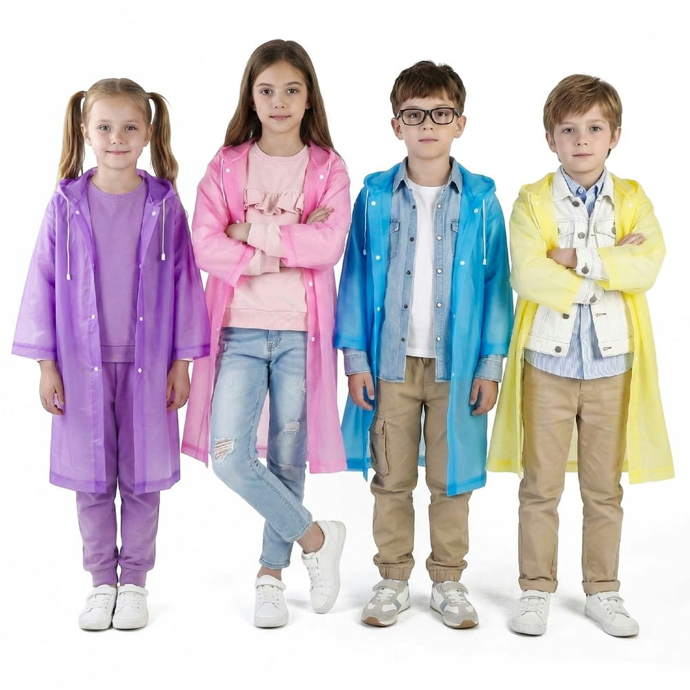 Bocaoying Reusable Kids' Rain Poncho 4-Pack: $12.59 Bocaoying Reusable Kids' Rain Poncho 4-Pack: $12.59