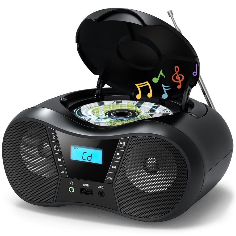 Greadio Portable CD Player Boombox: $39.99