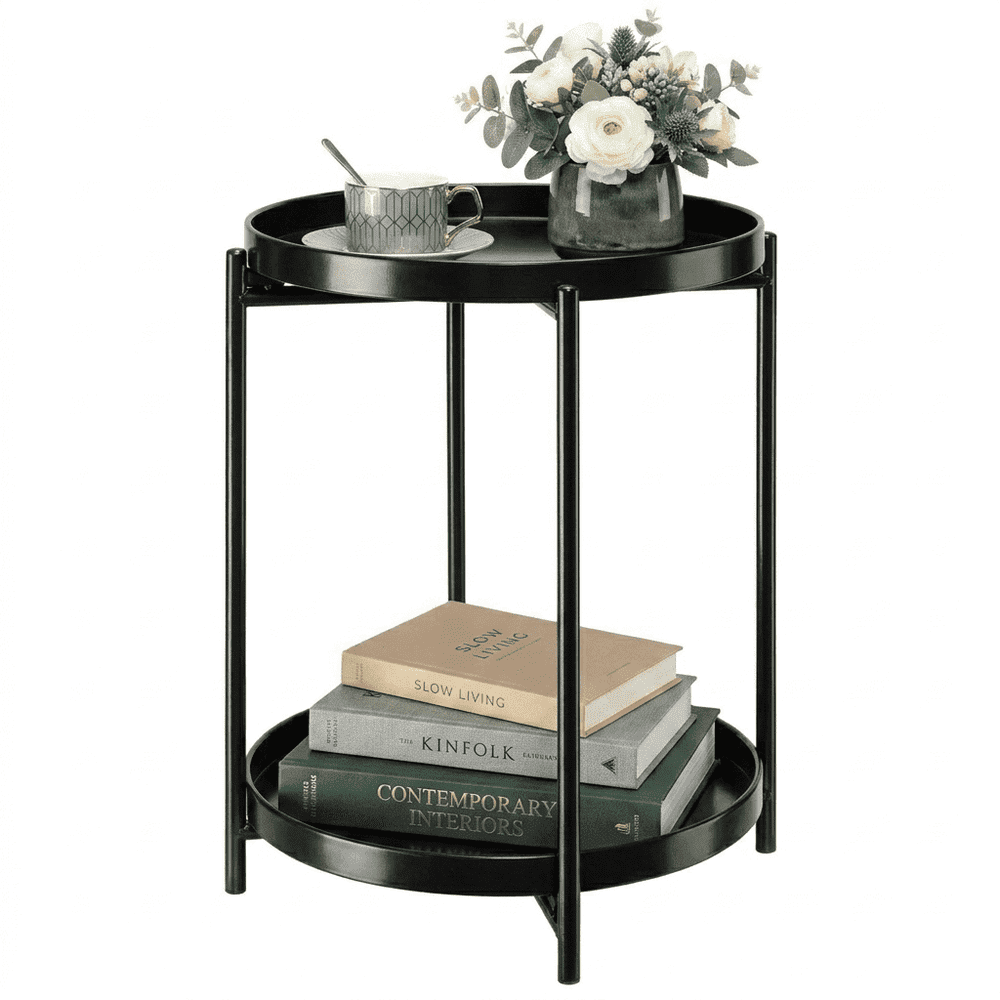 TeoKJ 2-Tier Round Metal Side Table: $26.99 TeoKJ 2-Tier Round Metal Side Table: $26.99