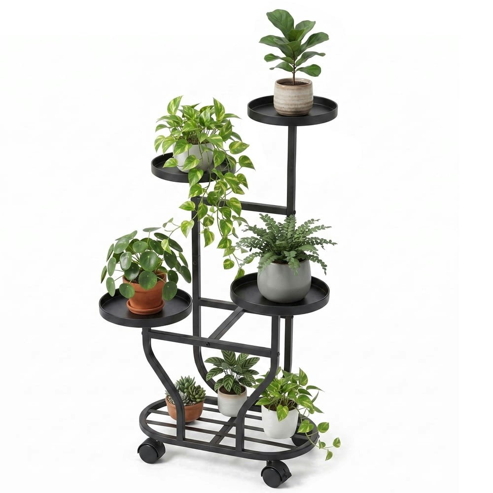 Ohhani 5-Tier Metal Plant Stand with Wheels: $40.99 Ohhani 5-Tier Metal Plant Stand with Wheels: $40.99
