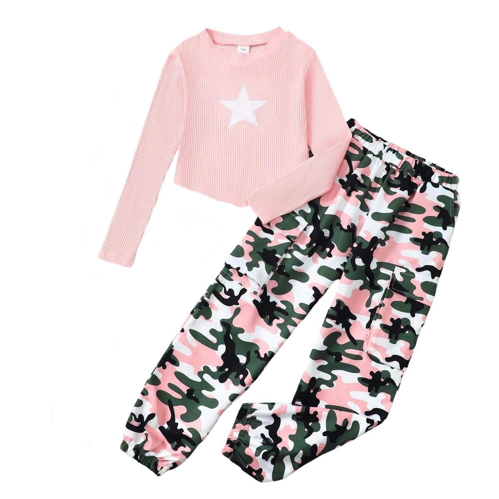 Kucnuzki Girls Long Sleeve Knit Top and Cargo Pants 2-Piece Set: $21.99 Kucnuzki Girls Long Sleeve Knit Top and Cargo Pants 2-Piece Set: $21.99
