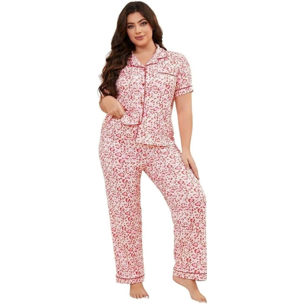 Ebukurty Women's Heart Print Short Sleeve Pajama Set: $17.99 Ebukurty Women's Heart Print Short Sleeve Pajama Set: $17.99