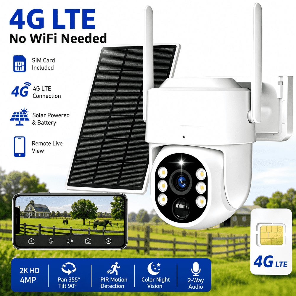 4G Solar-Powered 2K Wireless Security Camera: $36.99