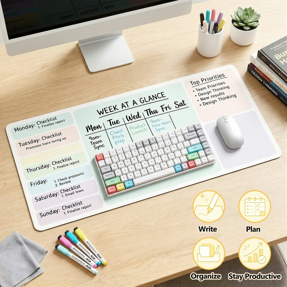 Vusign 32" x 14" Erasable Dry Erase Desk Mat: $13.99 Vusign 32" x 14" Erasable Dry Erase Desk Mat: $13.99
