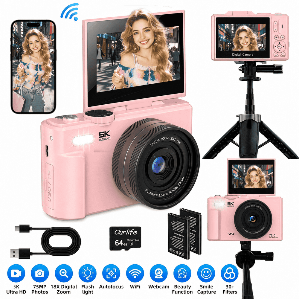 Ourlife 5K 75MP Digital Camera: $77.99 Ourlife 5K 75MP Digital Camera: $77.99