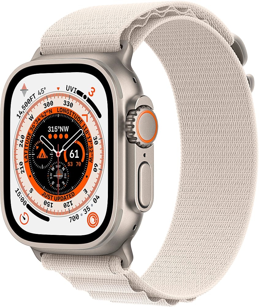 Apple Watch Ultra 49mm Titanium Case with Starlight Alpine Loop: $299.99 Apple Watch Ultra 49mm Titanium Case with Starlight Alpine Loop: $299.99