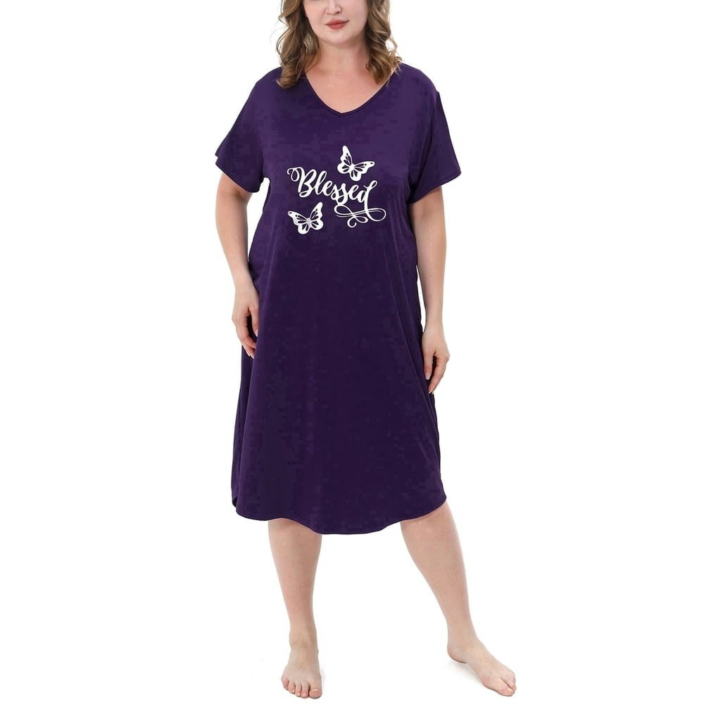 Feremo Plus Size V-Neck Nightgown: $11.69 Feremo Plus Size V-Neck Nightgown: $11.69