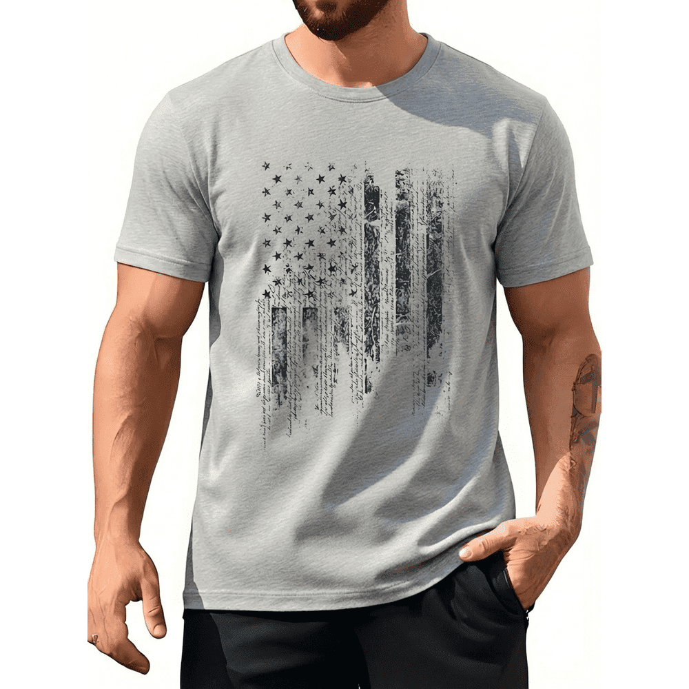 CJQCJQ Distressed Script American Flag Men's T-Shirt: $12.69 CJQCJQ Distressed Script American Flag Men's T-Shirt: $12.69