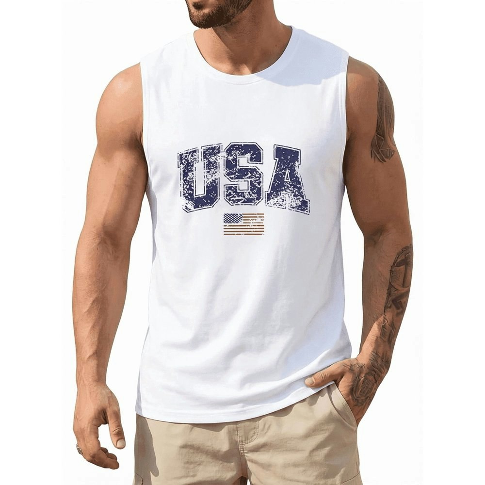 CJQCJQ Distressed USA Flag Men's Sleeveless Muscle Shirt: $19.99 CJQCJQ Distressed USA Flag Men's Sleeveless Muscle Shirt: $19.99