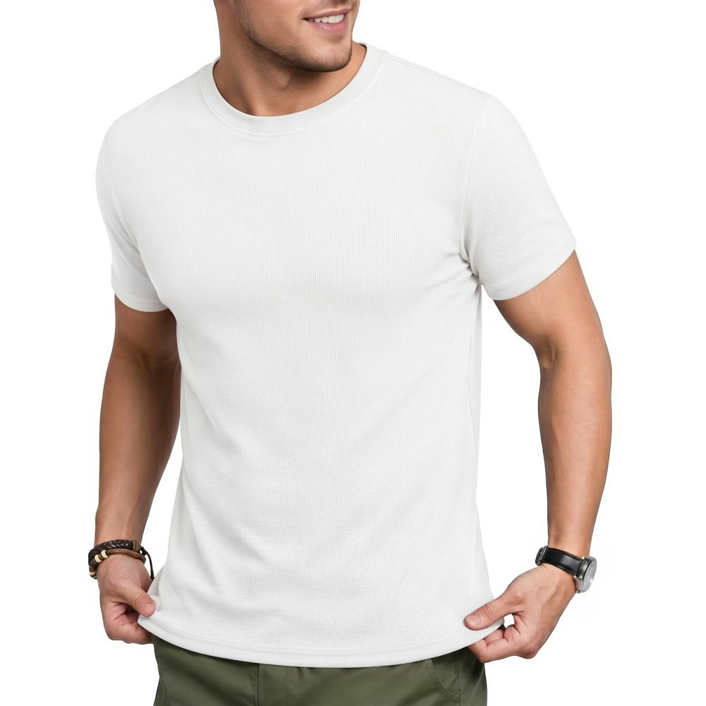 Richcoin Men's Ribbed Crewneck Short Sleeve T-Shirt: $14.98 Richcoin Men's Ribbed Crewneck Short Sleeve T-Shirt: $14.98