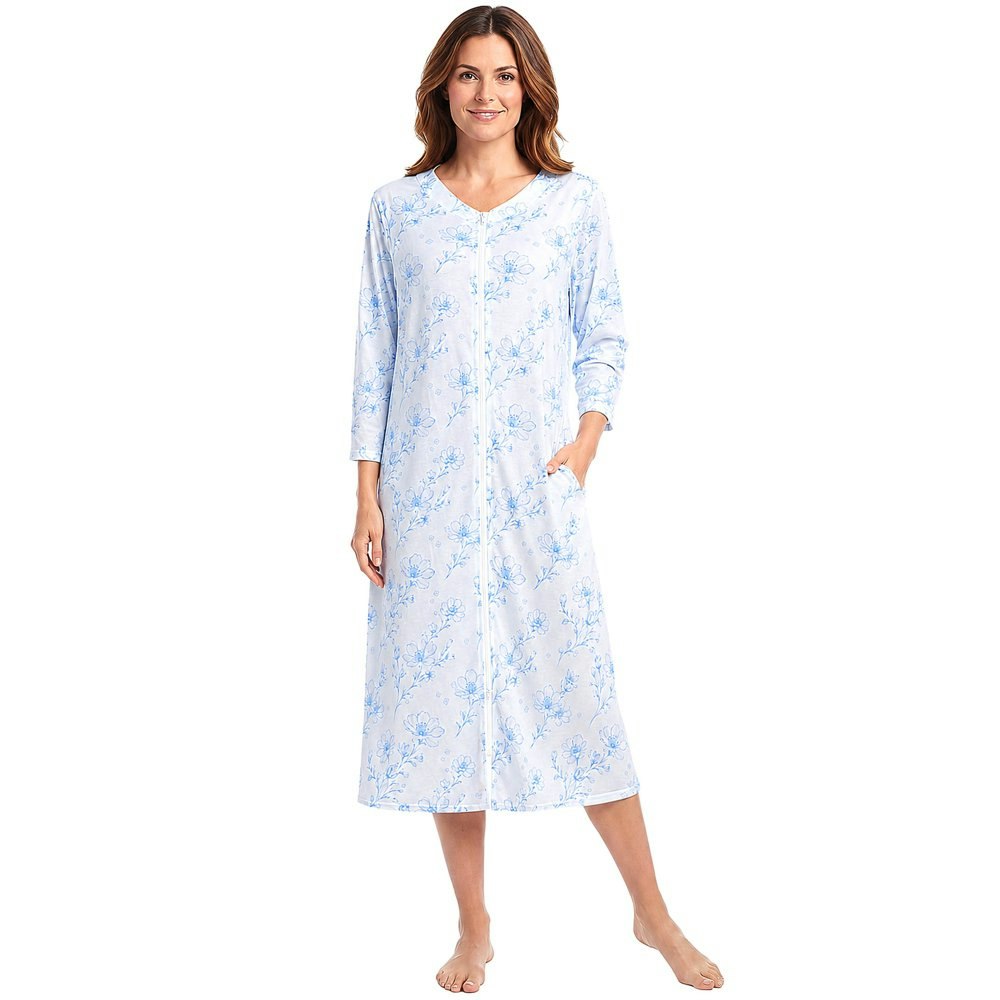 Amitofo Women's Floral Zip-Up Housecoat Robe: $24.99 Amitofo Women's Floral Zip-Up Housecoat Robe: $24.99